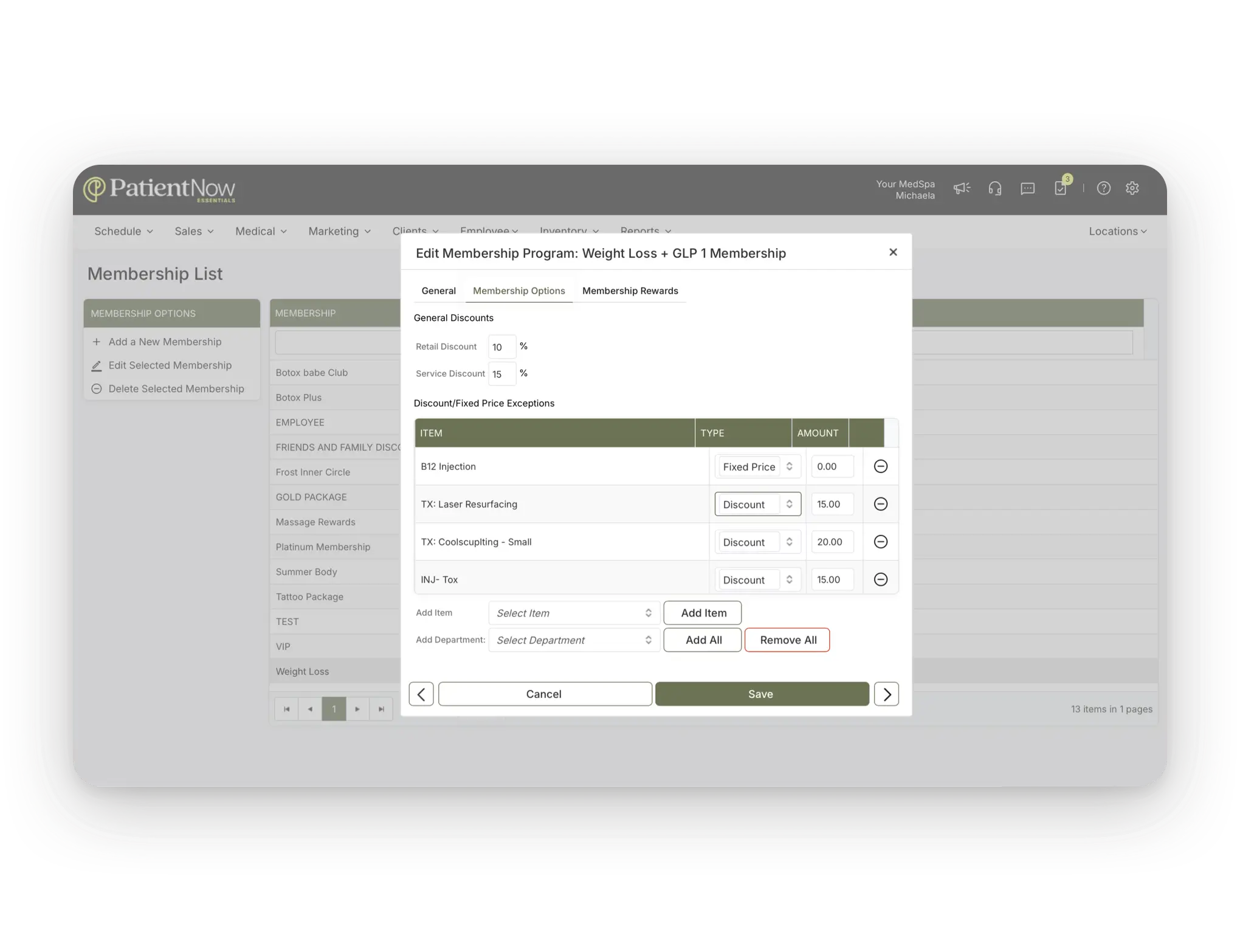 Memberships and packages with recurring automated billing