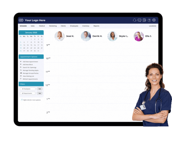 PatientNow scheduling calendar
