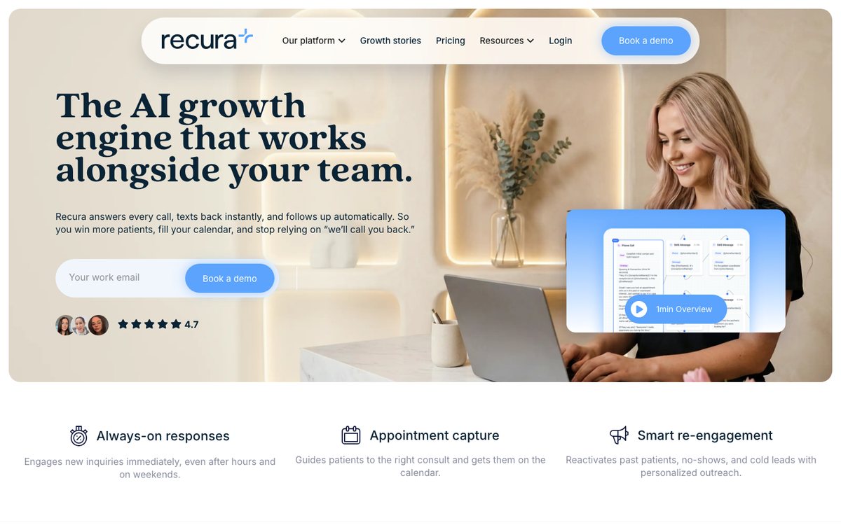 Recura homepage, captured 2026-09-10