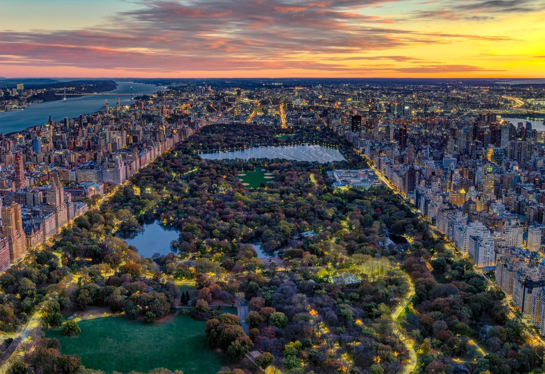 Central Park at sunset, New York