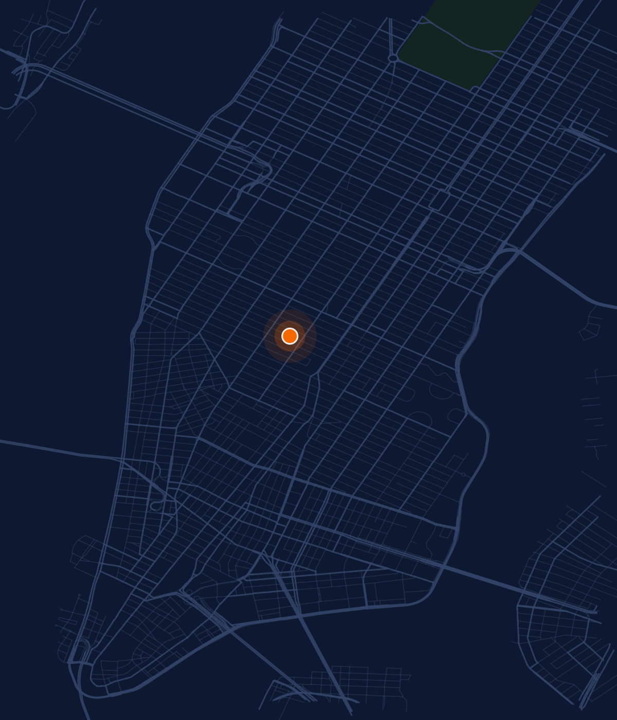 Map of lower Manhattan showing the Benchmark office at 18 West 18th Street