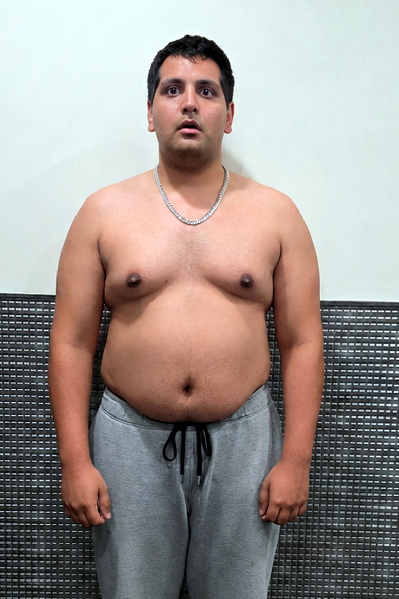 Keanu at his heaviest, before beginning coaching