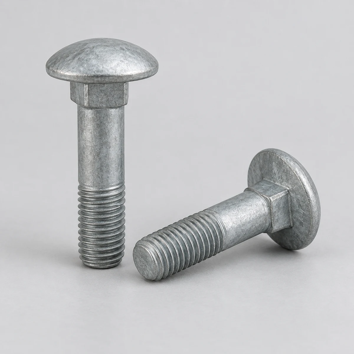 Carriage Bolt - DIN 603 family, steel, hot-dip galvanized, partial thread and square neck (product illustration)