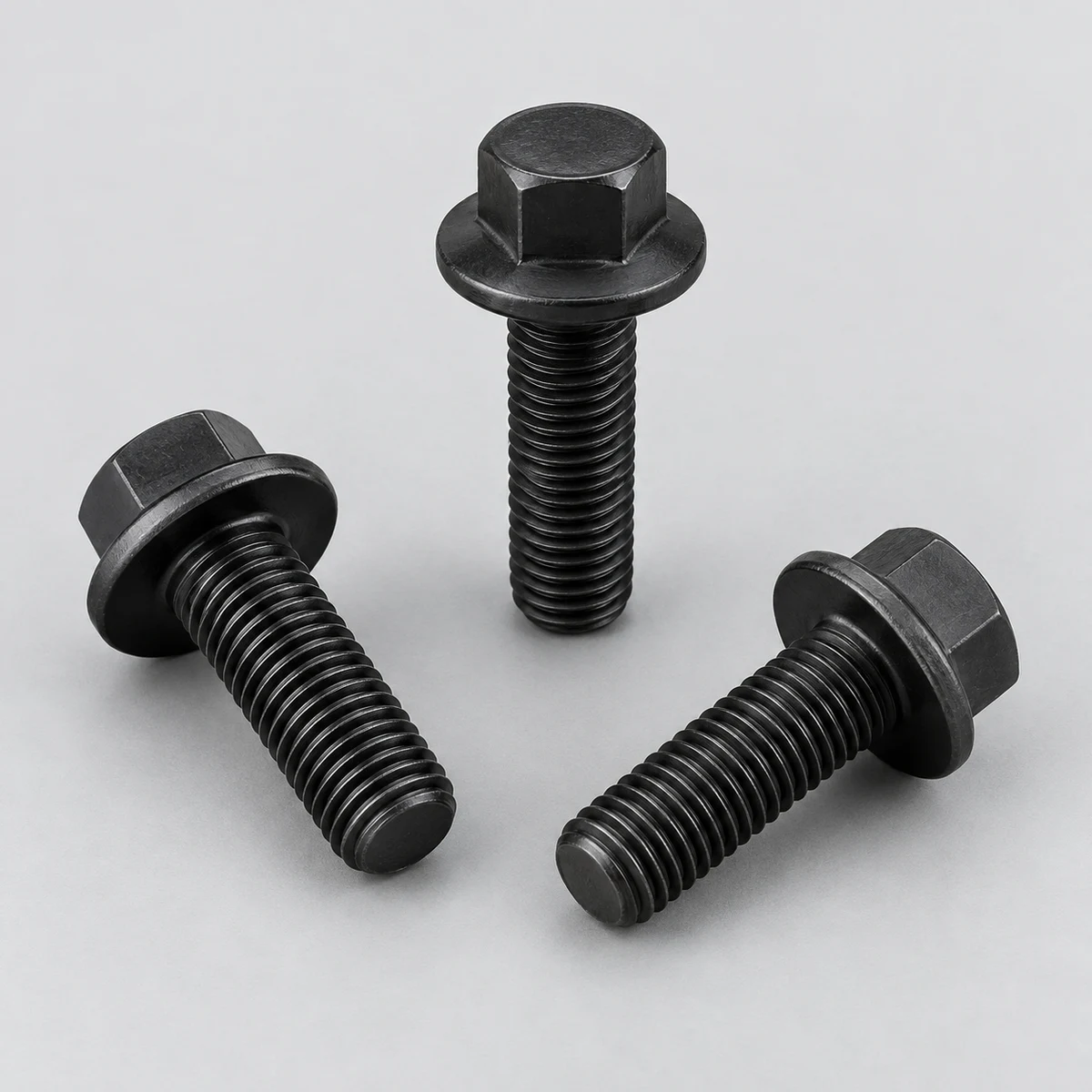 Flange Bolt - DIN 6921 family, black finish, integral hex flange head (product illustration)