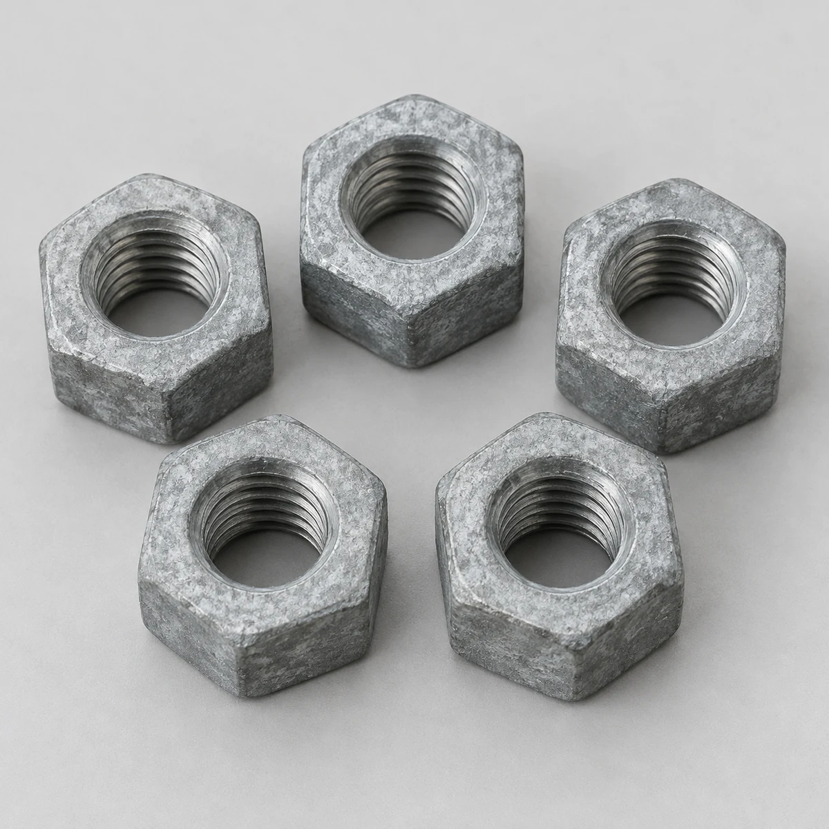Hex Nut - DIN 934 family, steel, hot-dip galvanized, alternate hex nut view (product illustration)