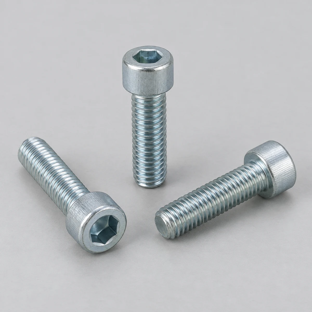 Socket Head Cap Screw - DIN 912 family, zinc plated, cylindrical head with hex socket (product illustration)