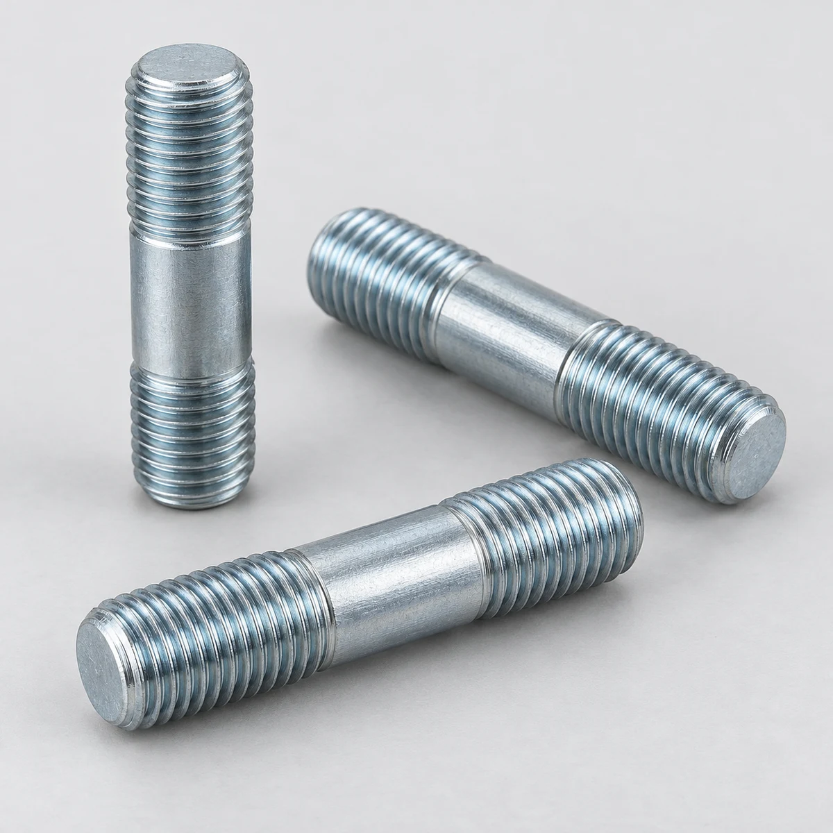Custom Double End Stud Bolt — zinc plated (product illustration)