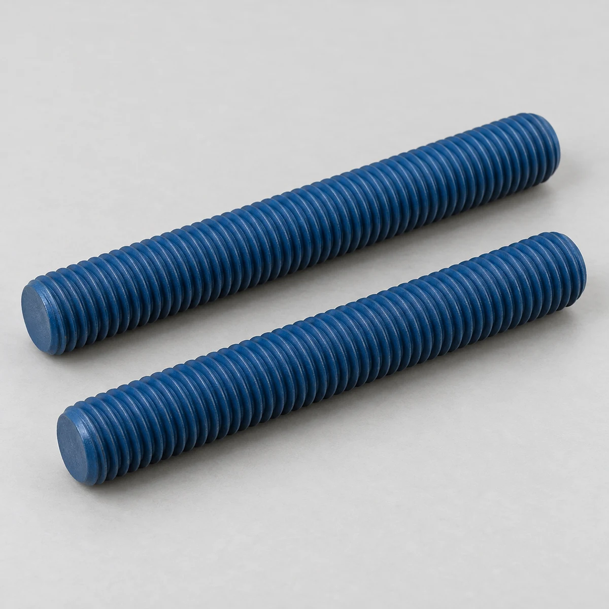 PTFE Coated ASTM A193 B7 All Thread Rod - ASTM A193 B7 alloy steel, blue PTFE coating, parallel rod view (product illustration)