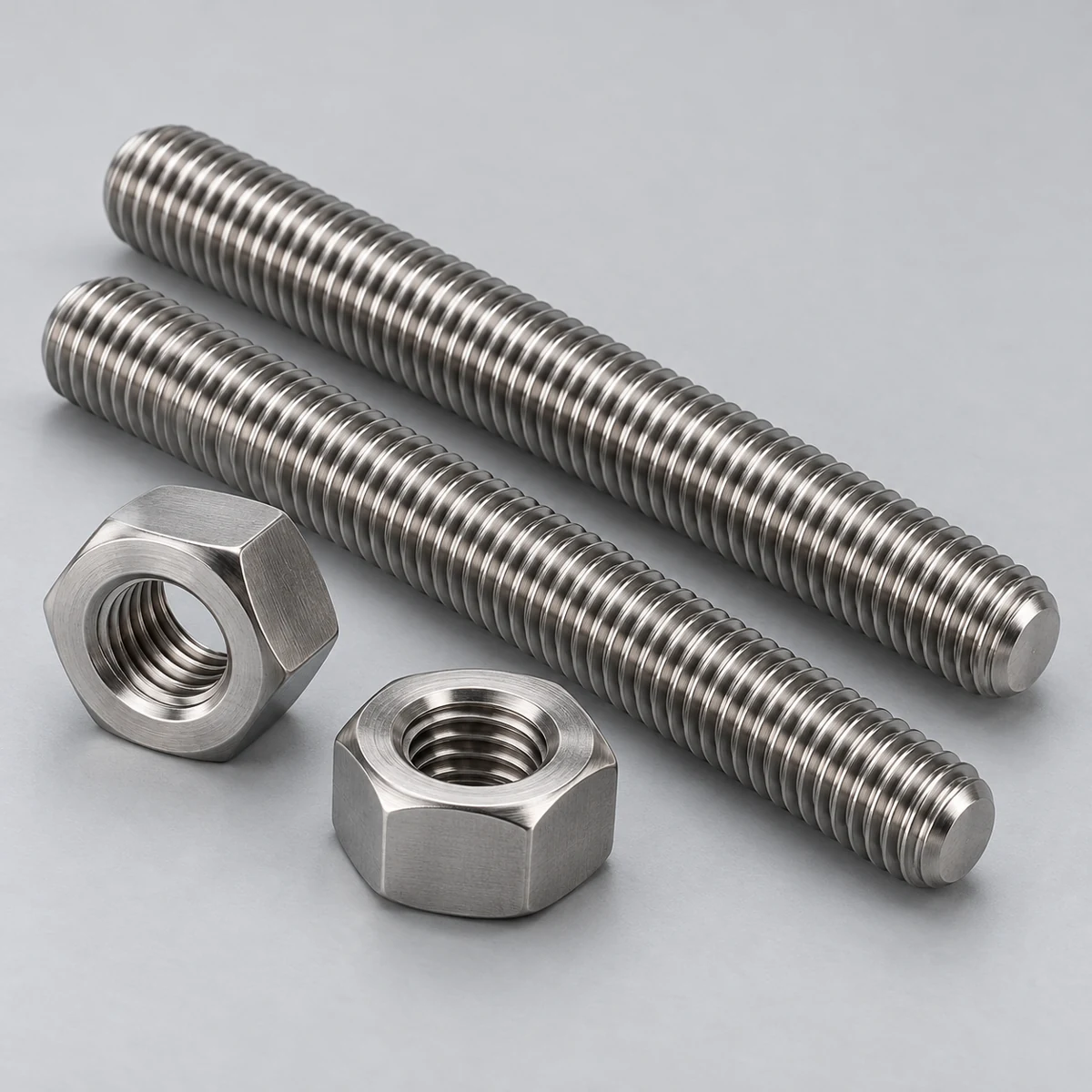 ASTM A193 B8M Stud Bolt - 316 stainless steel, natural finish, alternate all-thread stud view (product illustration)