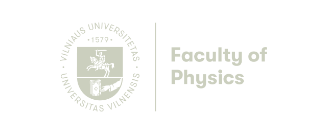 Vilnius University seal with '1579' next to text 'Faculty of Physics' on black background.