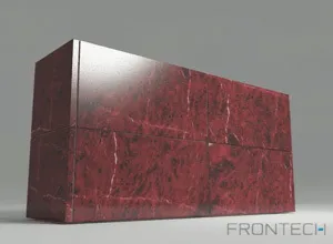 Provětrávaná fasáda s červeným kamenným obkladem