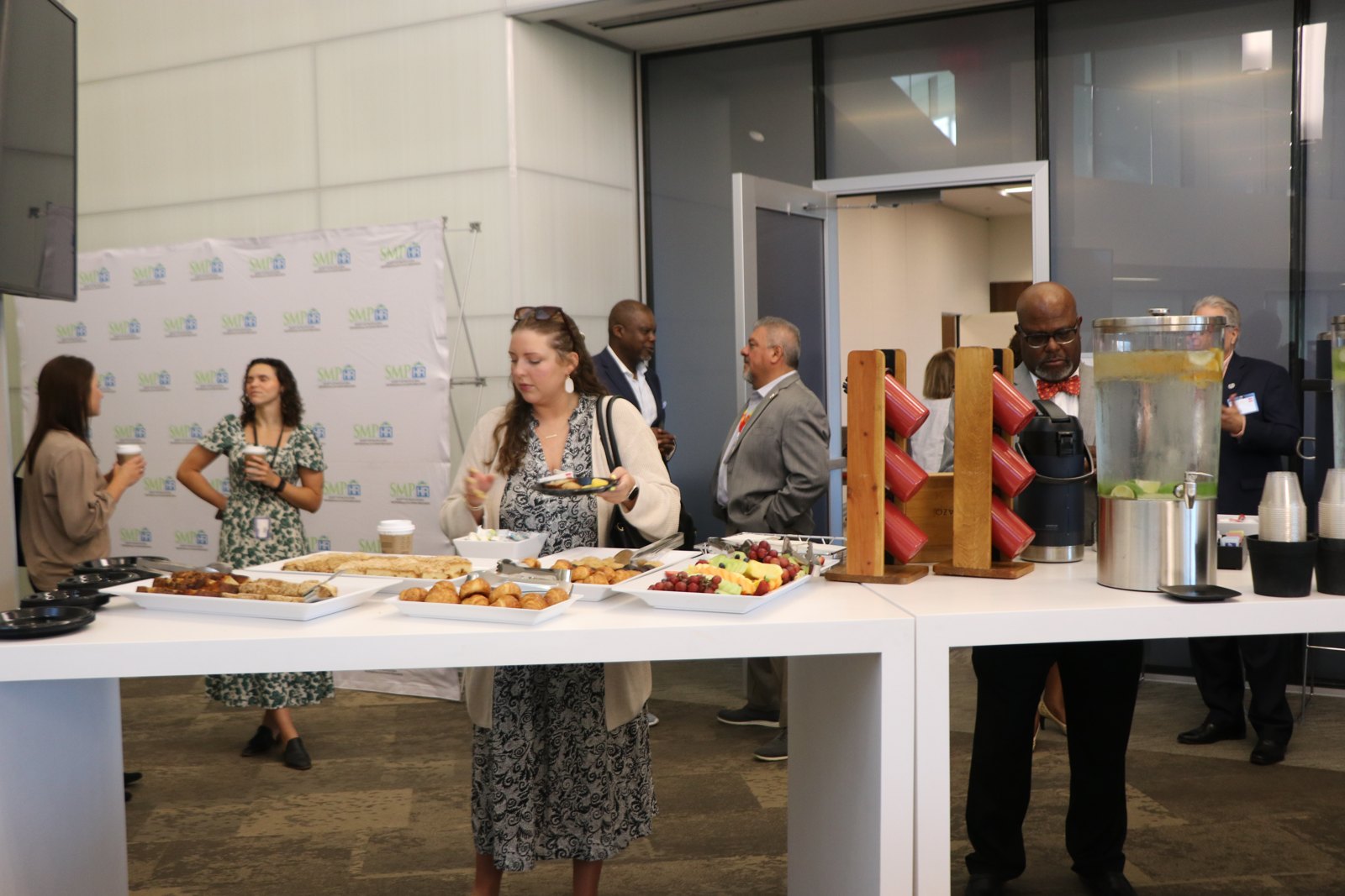 SMPHR reception with attendees at catered event
