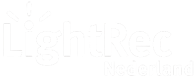 LightRec Nederland logo with stylized light rays above the letter L.