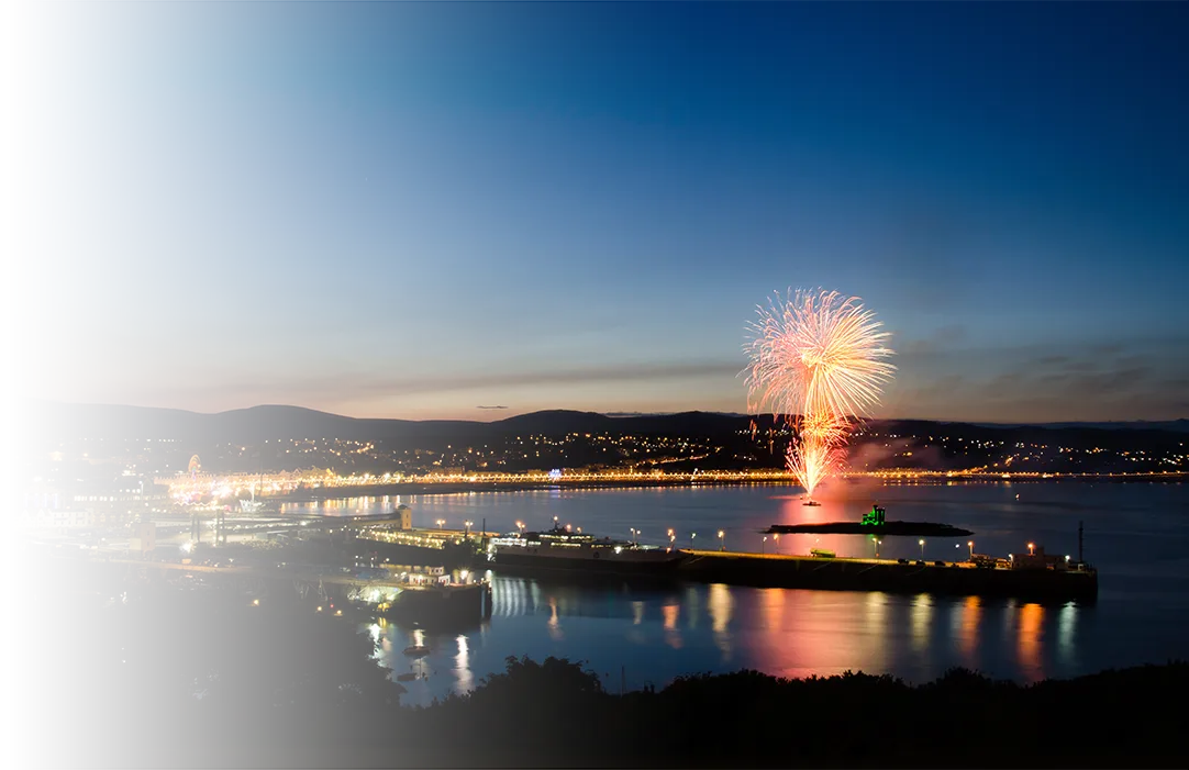 Douglas Bay with a Firework Display taking place