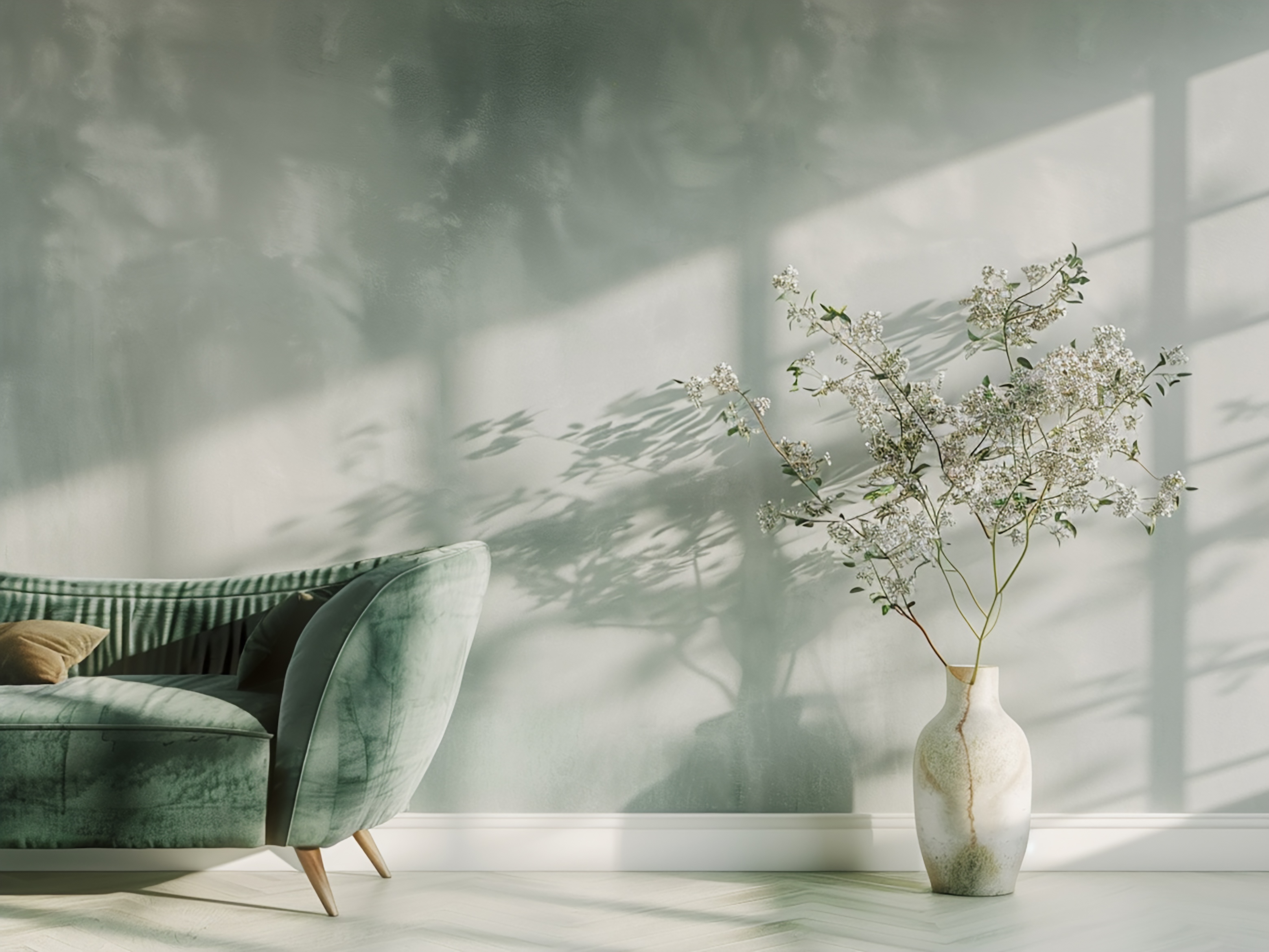 Harmonisch gestalteter Wohnraum mit natürlichen Farben und Licht – modernes Feng Shui und Raumwirkung für mehr Wohnqualität.