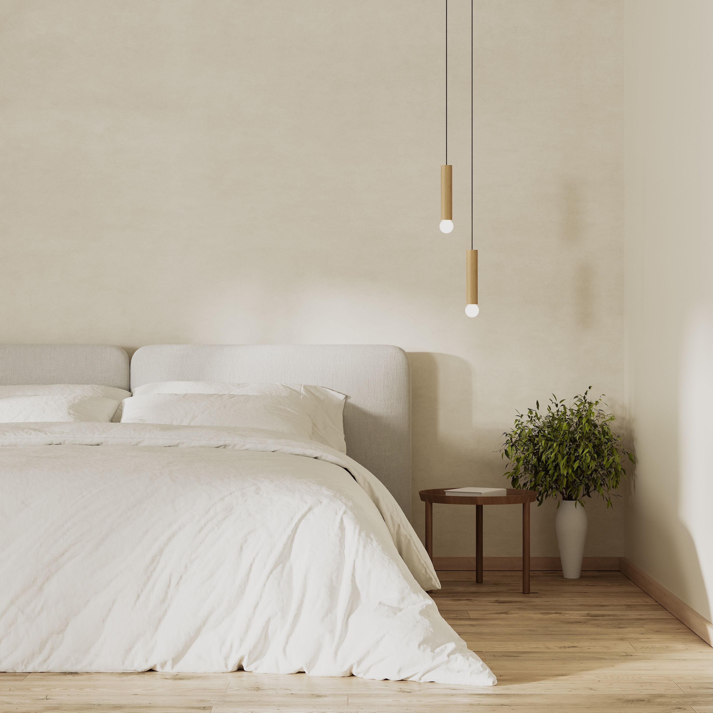 Schlafzimmer mit ruhiger Raumgestaltung und harmonischer Atmosphäre – Feng Shui für besseren Schlaf, mehr Regeneration und weniger Schlafprobleme durch ein optimiertes Schlafumfeld.