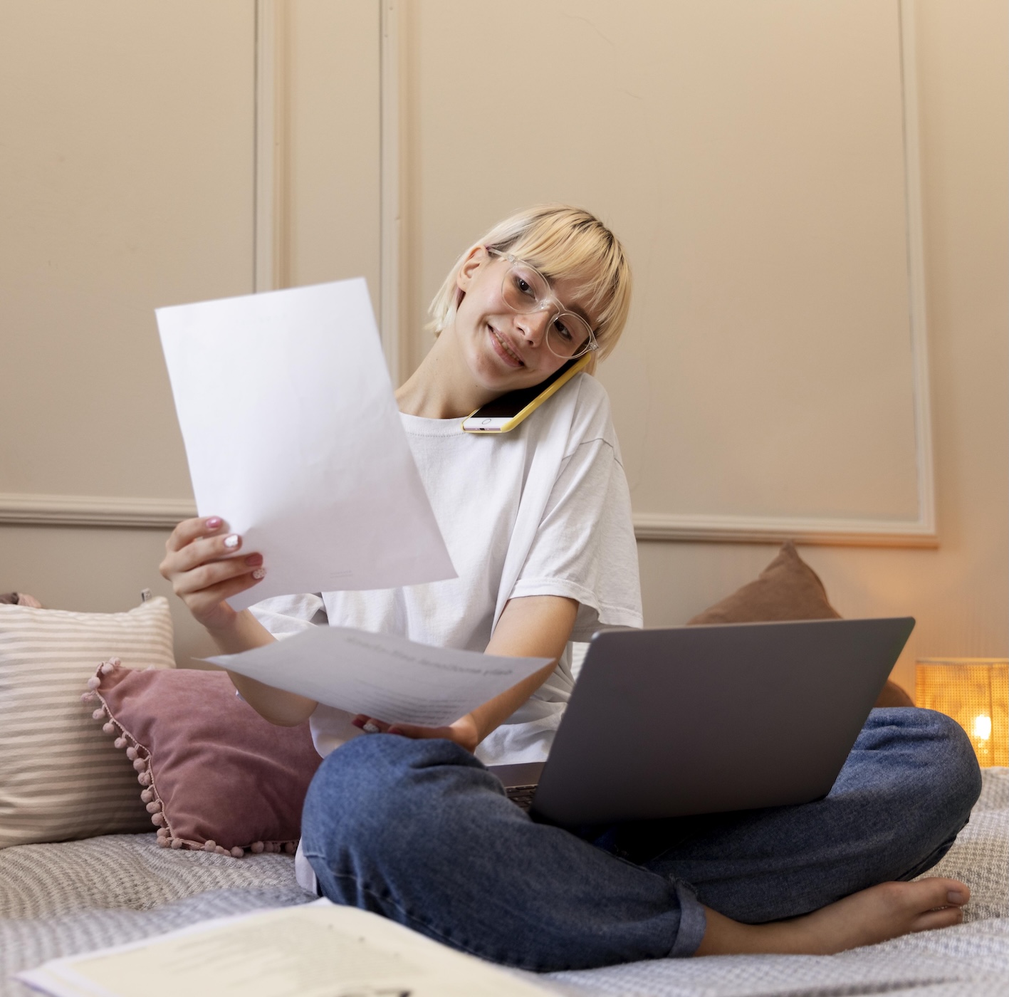 Kundin erhält persönliche Unterstützung bei der Besprechung ihres Feng-Shui- und Wohnkonzepts für die Umsetzung im eigenen Zuhause.