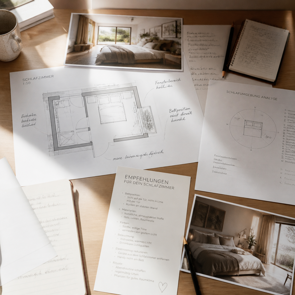 Entwicklung eines individuellen Raumkonzepts für Schlafzimmer mit Feng Shui und Interior Design..