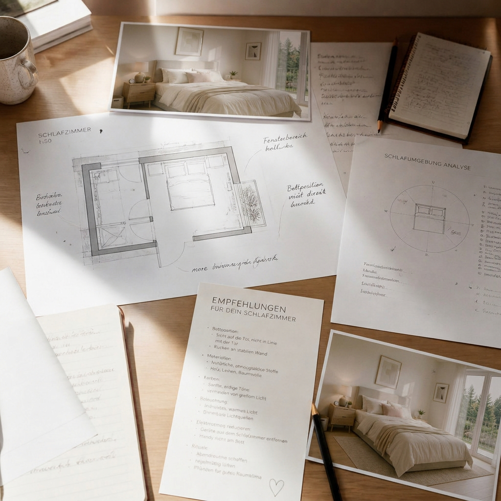 Entwicklung eines individuellen Raumkonzepts für Schlafzimmer mit Feng Shui und Interior Design..