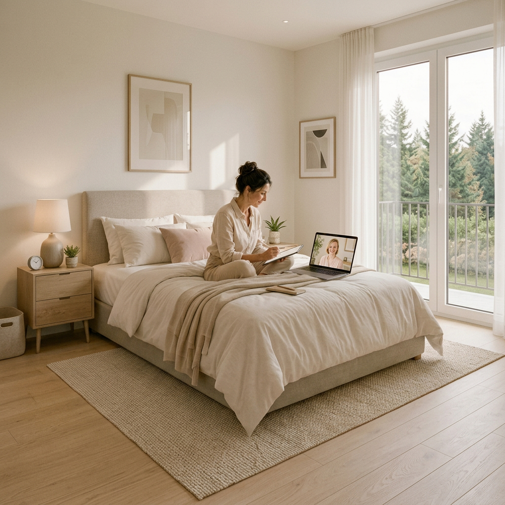 Kundin erhält persönliche Unterstützung bei der Besprechung ihres Feng-Shui- und Wohnkonzepts für die Umsetzung im eigenen Zuhause.