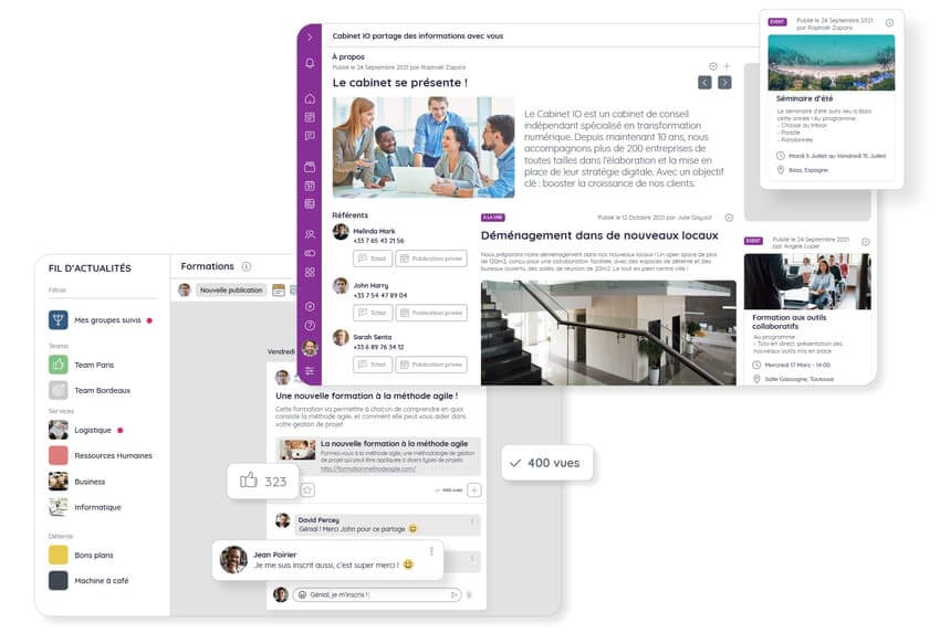 Fil d’actualités et portail d’accueil sur Talkspirit, la meilleure alternative à Google Workspace