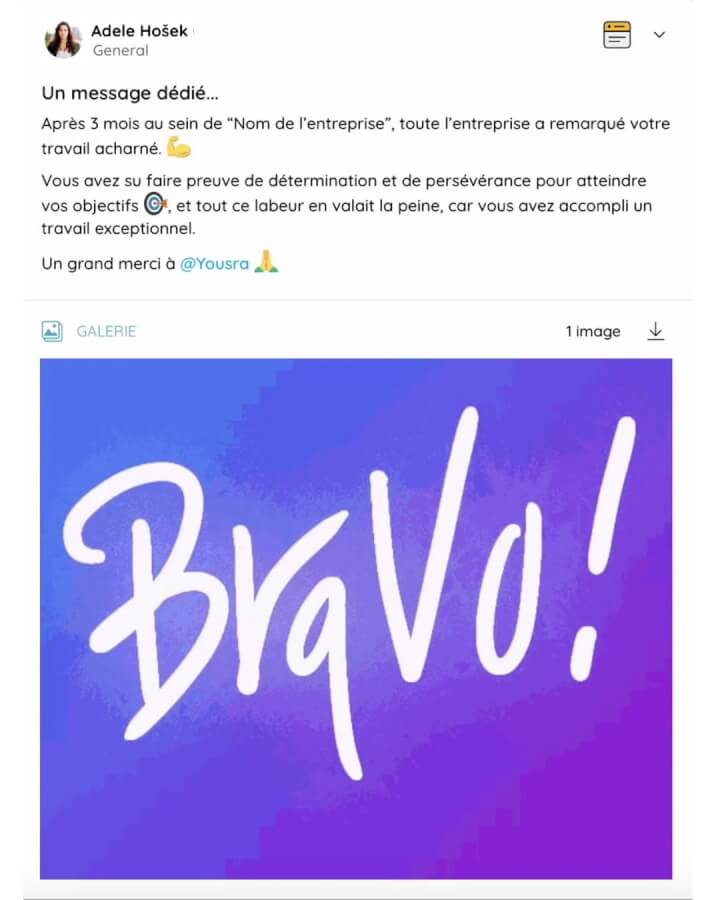 Exemple de publication avec un gif sur Talkspirit