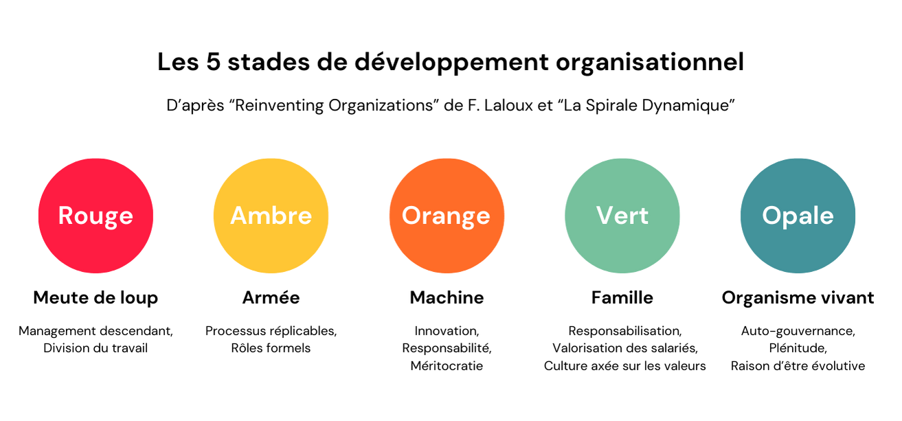 Les cinq stades d’évolution de la conscience humaine, décrits dans “Reinventing Organizations” et “La Spirale Dynamique”