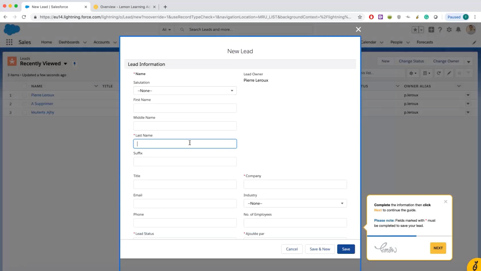 Lemon Learning integration on Salesforce that facilitates the implementation of new digital tools
