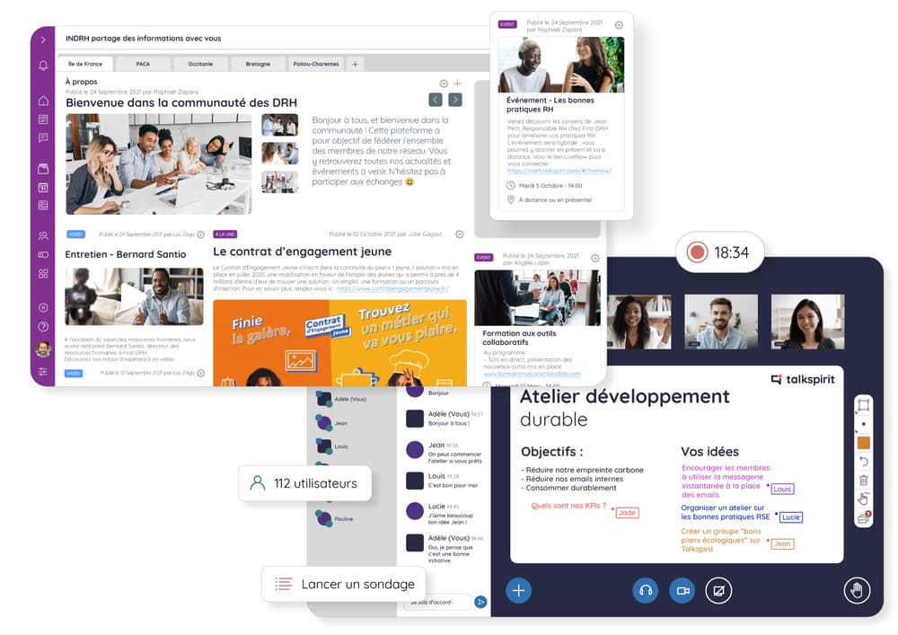 Portail d'accueil et webinaires sur Talkspirit, l'alternative à la newsletter interne