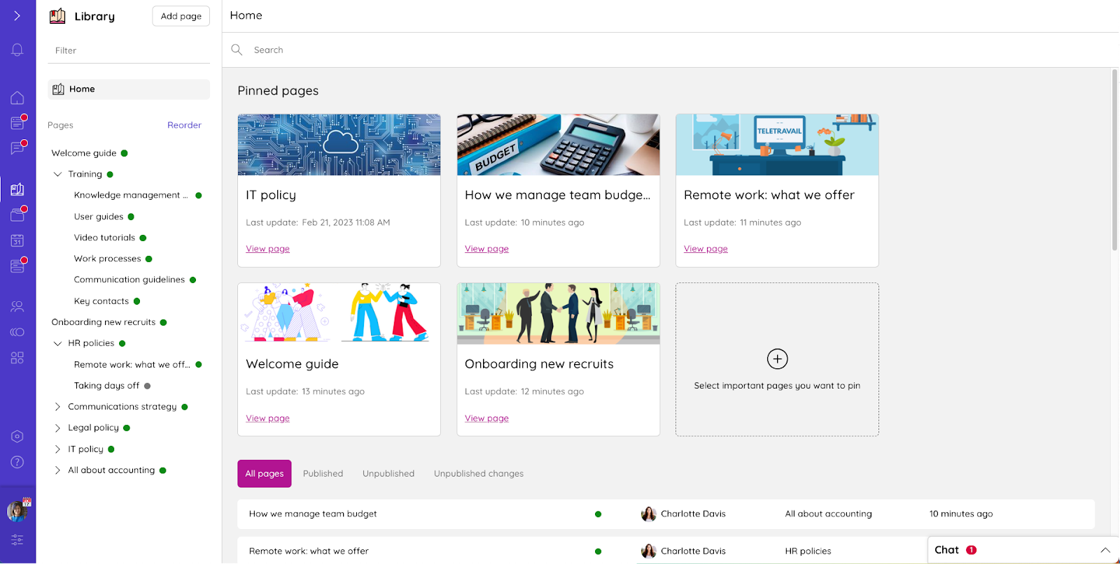 Creation of content page to capitalize knowledge on the Talkspirit library