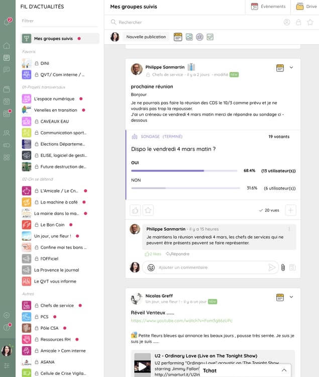 Image illustrant une publication avec un sondage sur Talkspirit : un atout essentiel pour dynamiser la communication interne dans une mairie