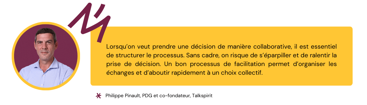 Citation de Philippe Pinault qui explique comment prendre une décision de manière collaborative