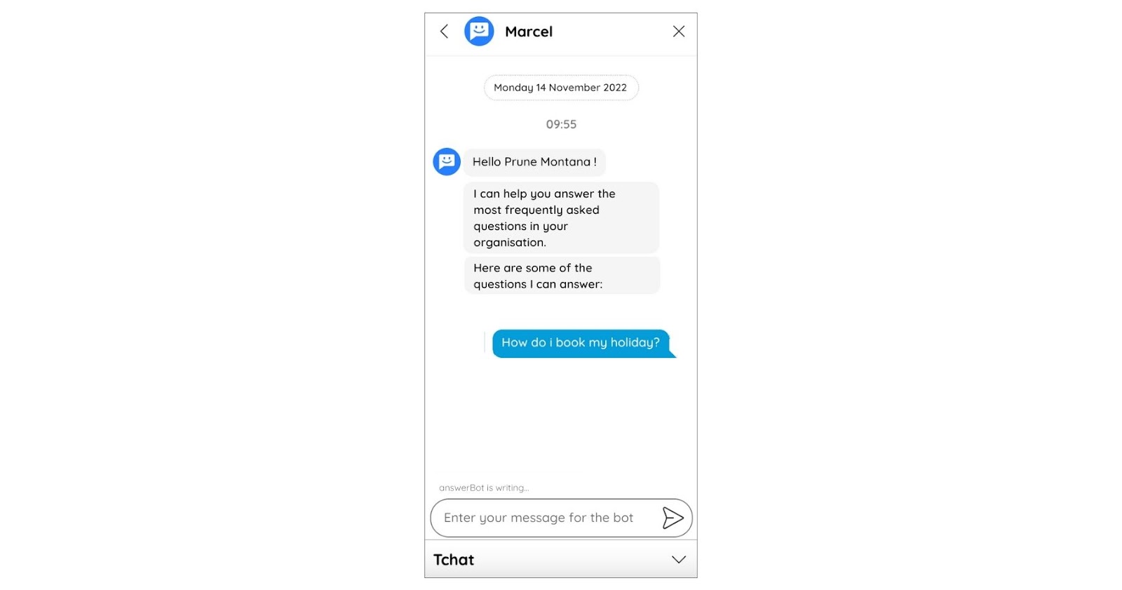 Chatbot FAQ on the Talkspirit platform on the article How will artificial intelligence transform the way we work?