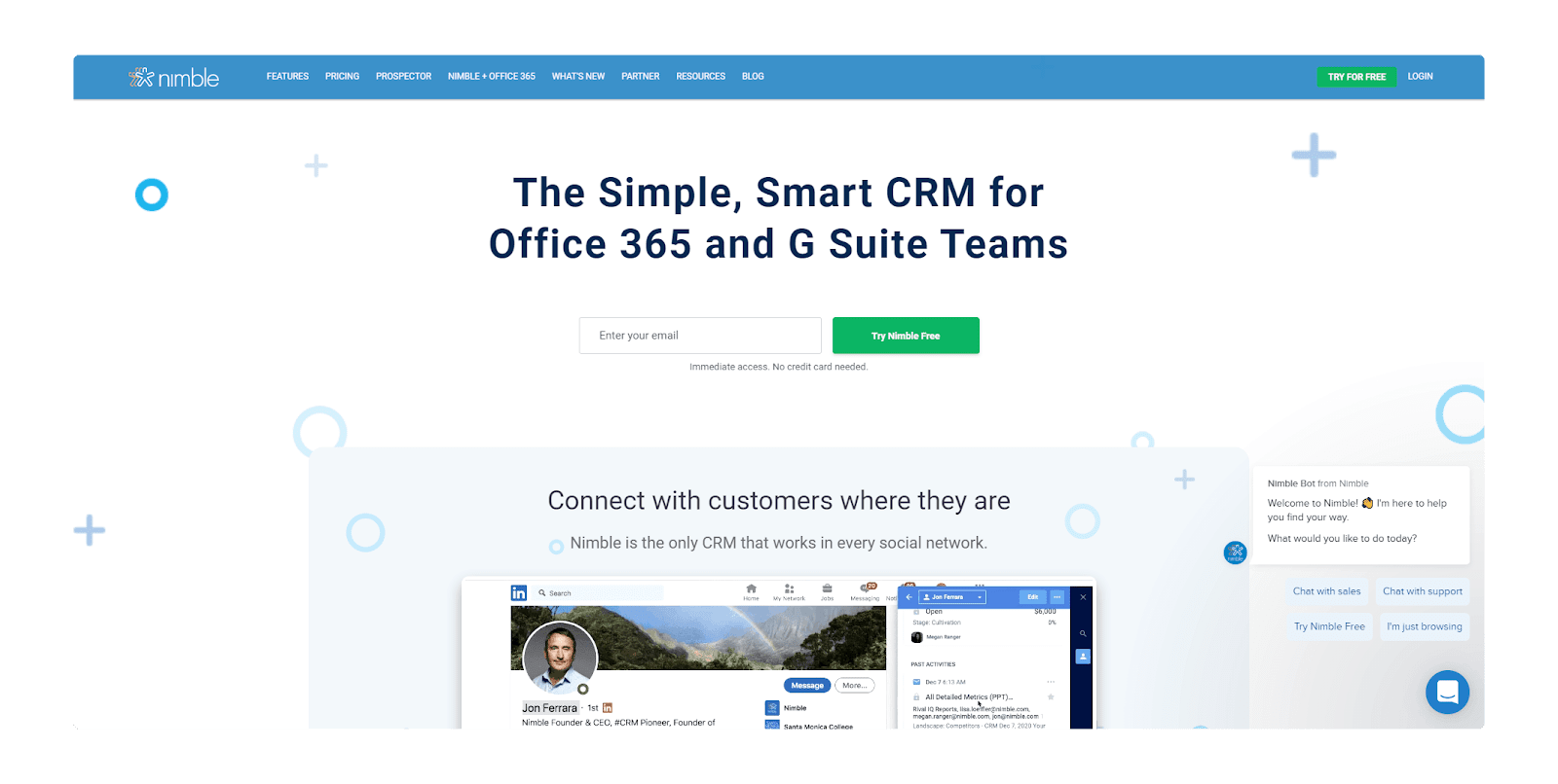 Site internet du CRM Nimble