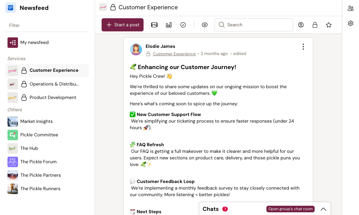 Sharing targeted information on Talkspirit’s newsfeed helps solve decision fatigue