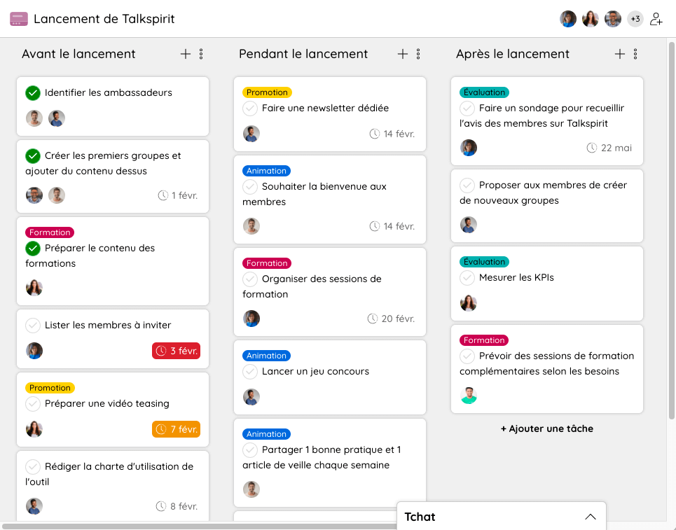 Exemple de plan de communication sur Talkspirit pour animer les membres d'un réseau