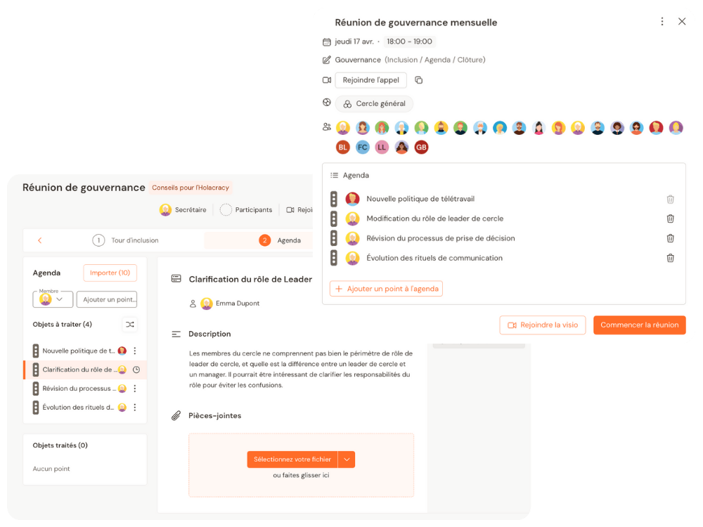 Gestion des réunions de gouvernance sur Talkspirit