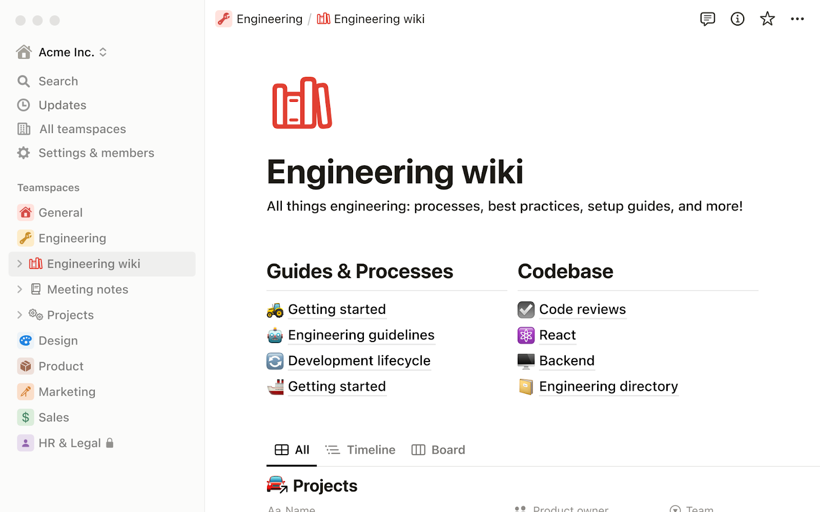 Example of wiki page on notion, one of the self-management tools that's best for documentation