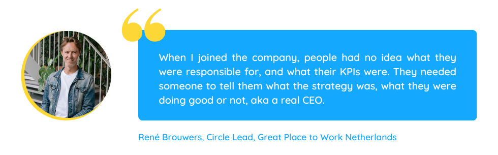 Quote from René Brouwers on how we joined the company when teams has no idea what self-management meant