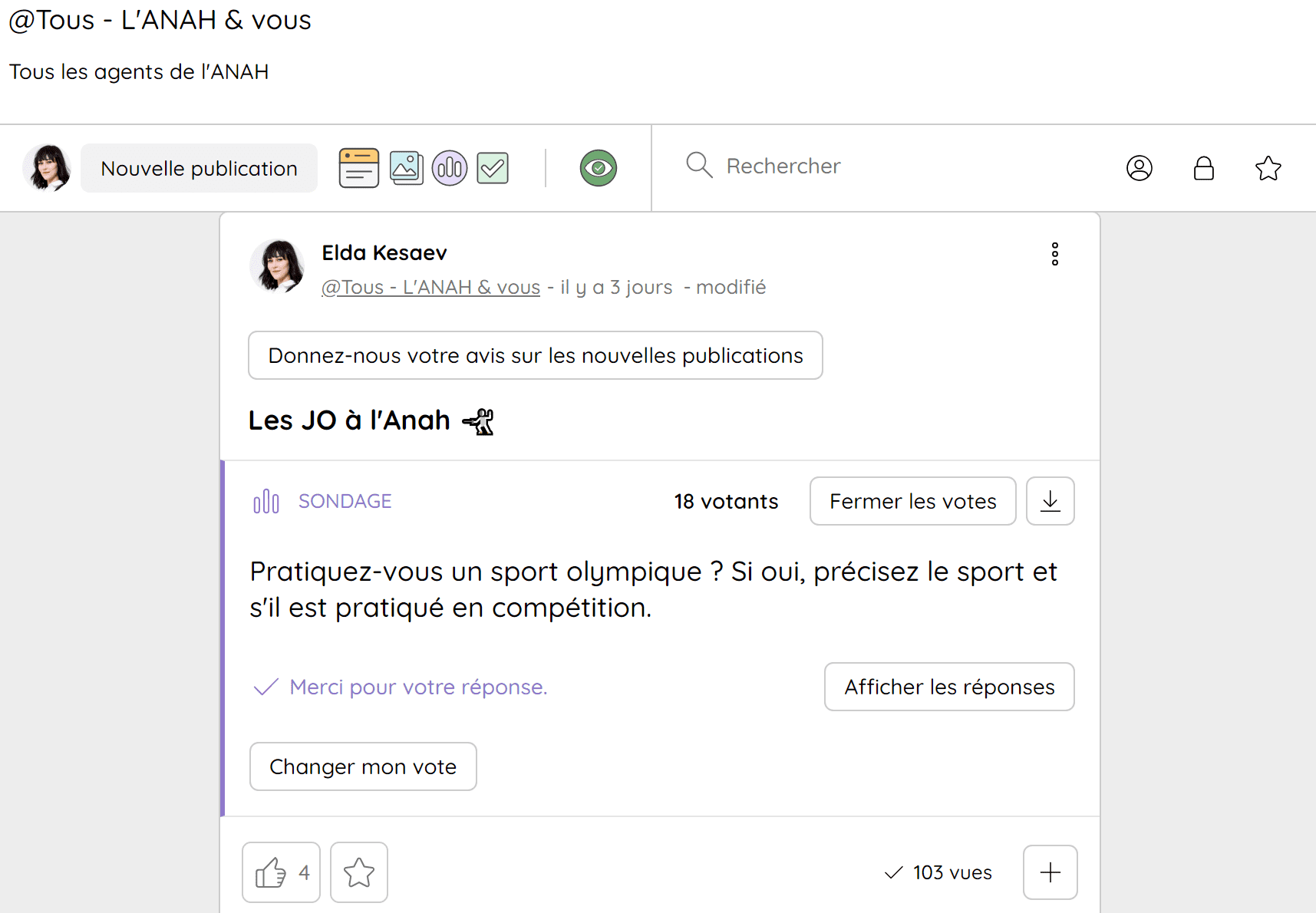 Sondage partagé sur Talkspirit à l'occasion des JO