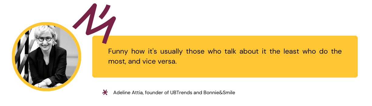 Quote from Adeline Attia about how those who talk the most about diversity, equity and inclusion in the workplace do the least