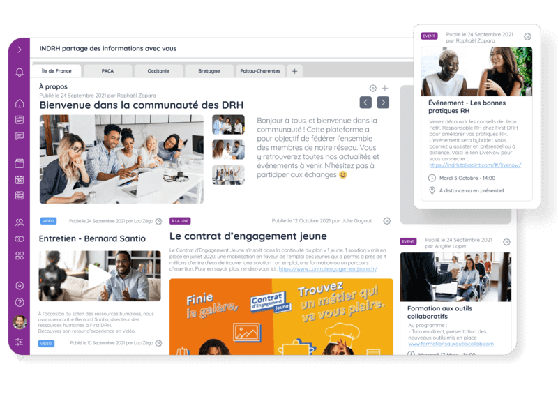 Portail d'accueil de l'extranet Talkspirit