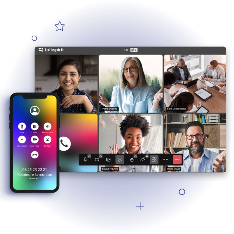 Connexion à une réunion hybride en visioconférence sur Talkspirit via un appel téléphonique