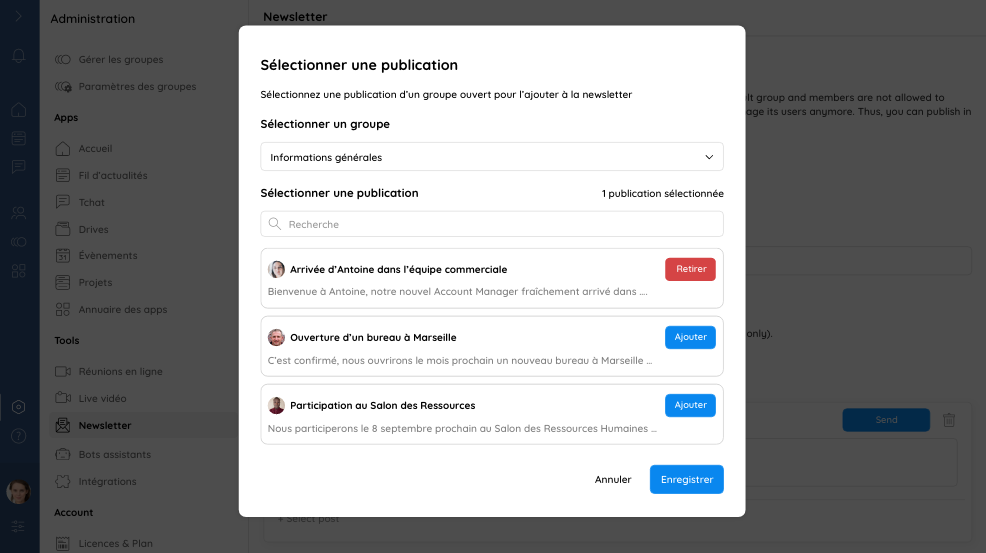 Sélectionner une publication sur la newsletter interne de Talkspirit