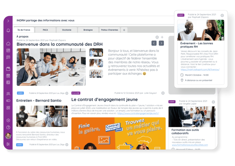 Pages d’accueil par audience sur Talkspirit, la meilleure alternative à LumApps