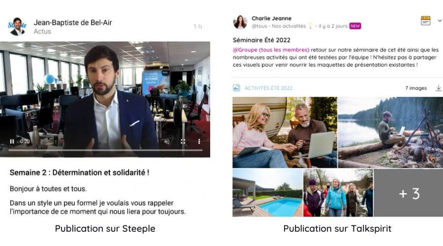 Example of posts on Steeple and Talkspirit, the best alternative to Steeple