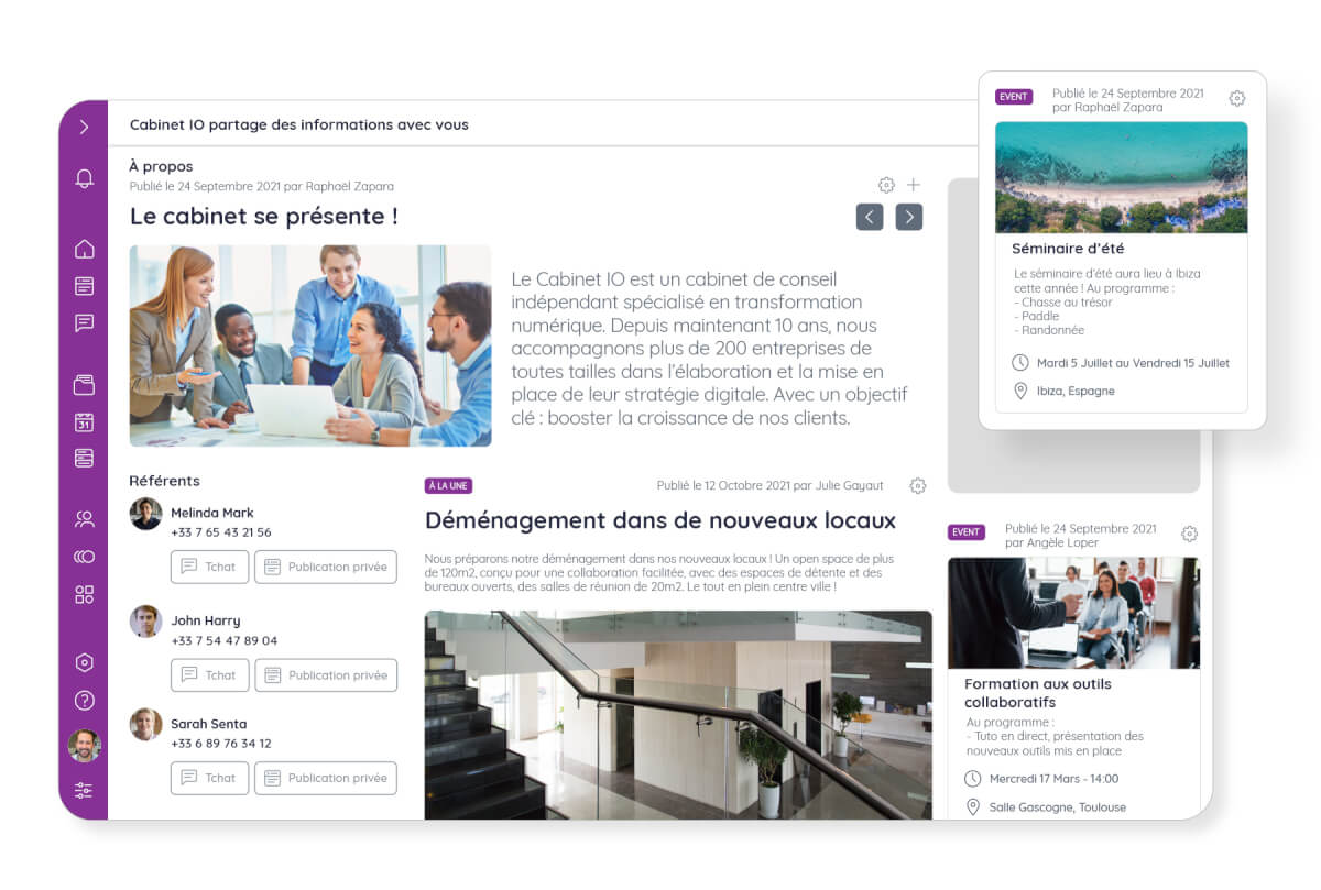 Portail d’accueil Talkspirit meilleure alternative à Wimi