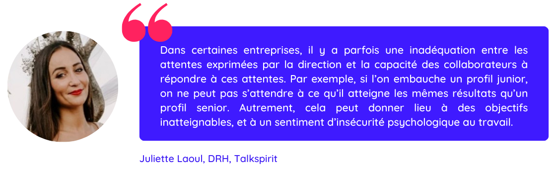 Citation de Juliette Laoul sur le besoin de sécurité psychologique au travail