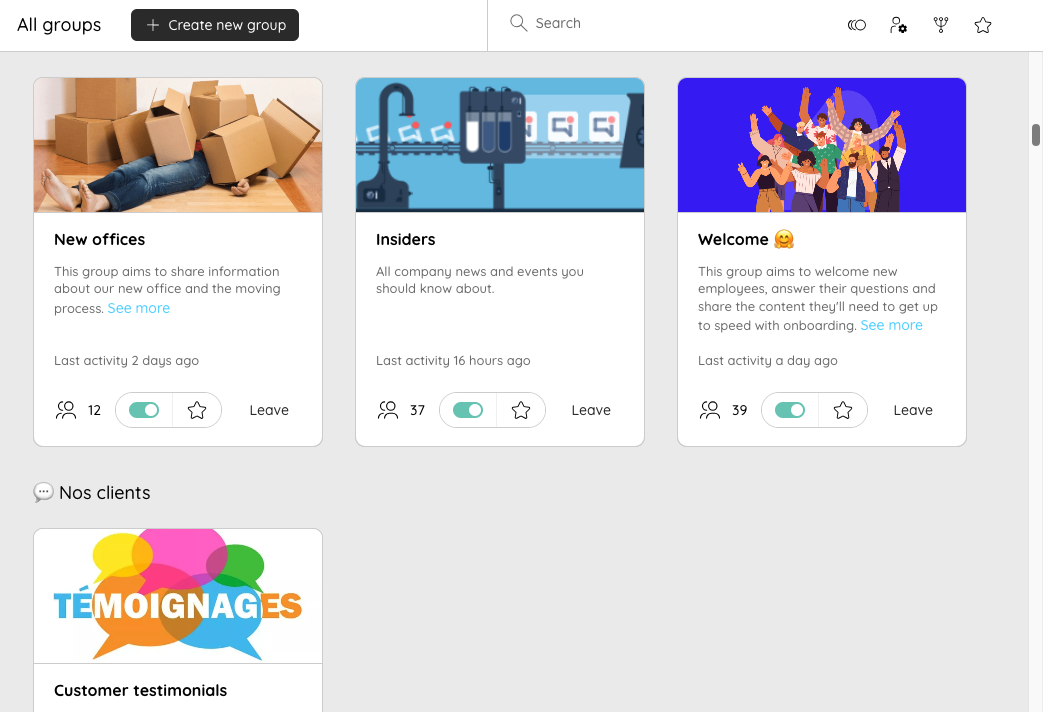 Creating a group on Talkspirit's digital workplace