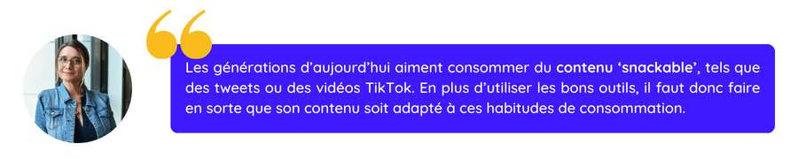 Citation de Charlotte Garin de Believe, qui fait partie des exemples d'entreprises ayant mis en place des initiatives de communication interne